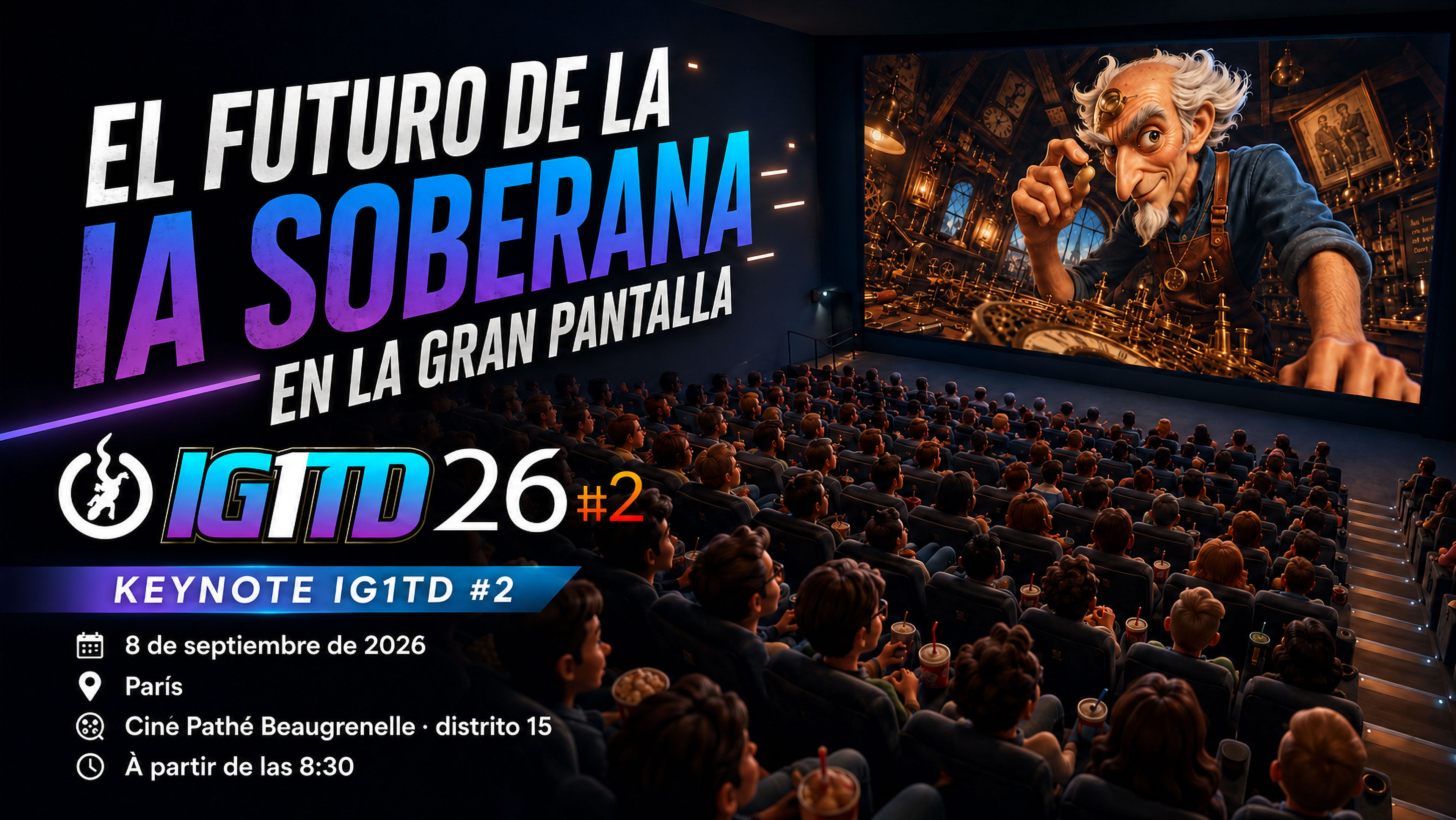Keynote IG1TD26 #2 — El futuro de la IA soberana en la gran pantalla · 8 de septiembre de 2026 · Cine Pathé Beaugrenelle, París