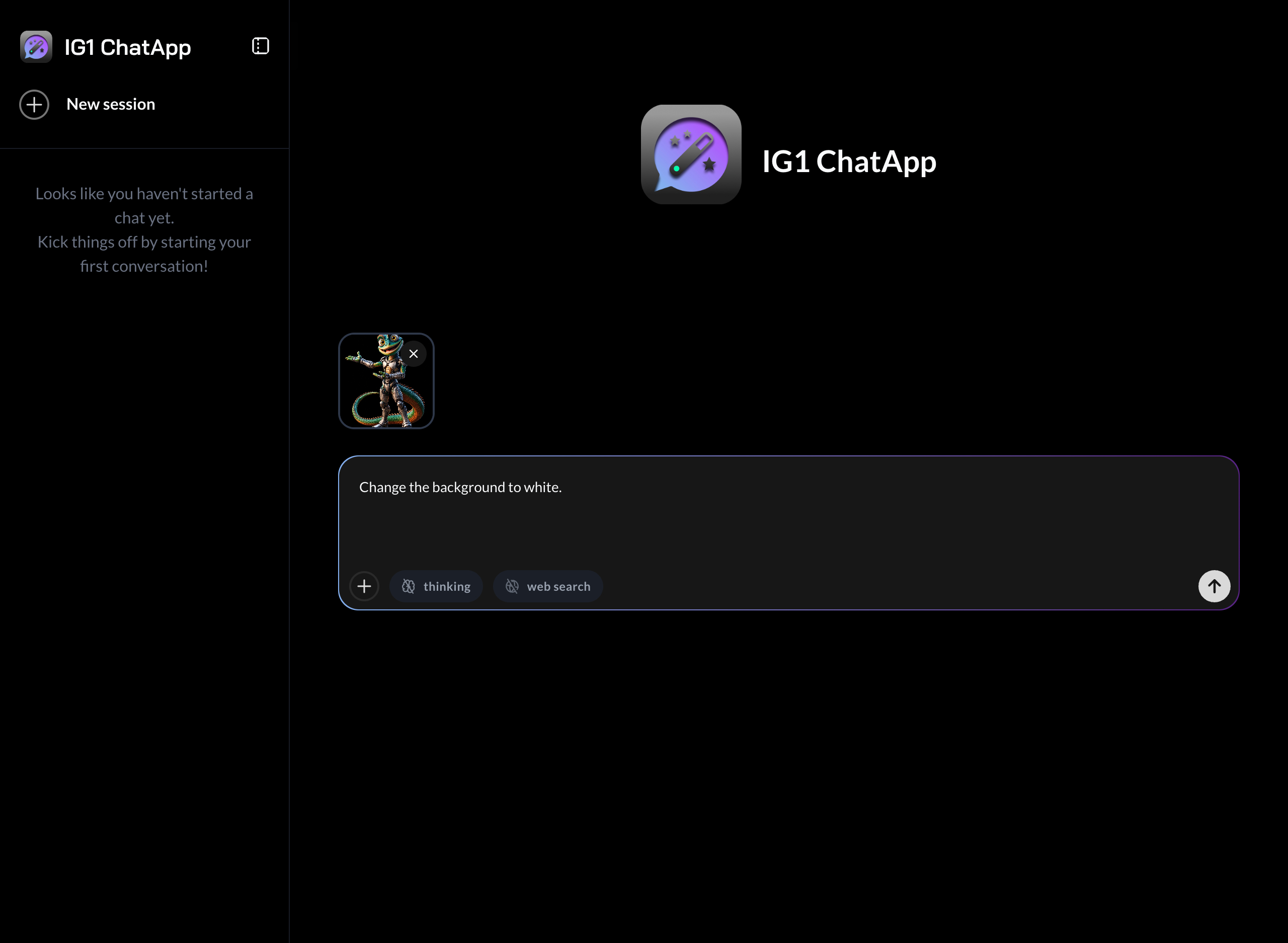 IG1 ChatApp — prompt initial avec image jointe